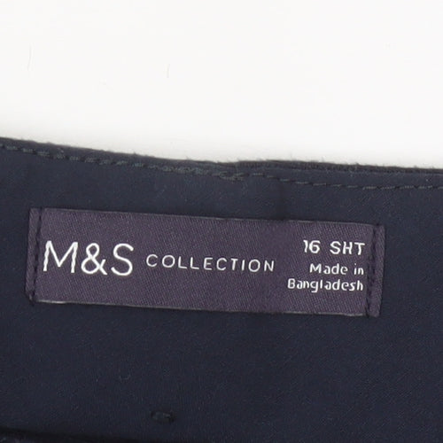 Marks and Spencer Women Black Linen Wide-Leg Trousers Size 16 Short