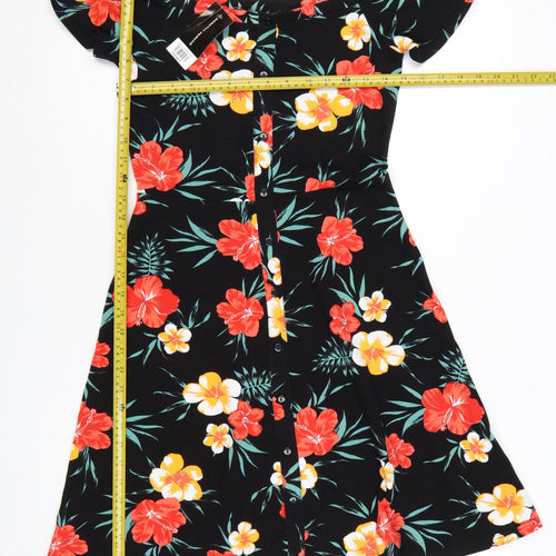 Dorothy Perkins Women's Multicoloured Floral Off Shoulder A-Line Dress Size 10