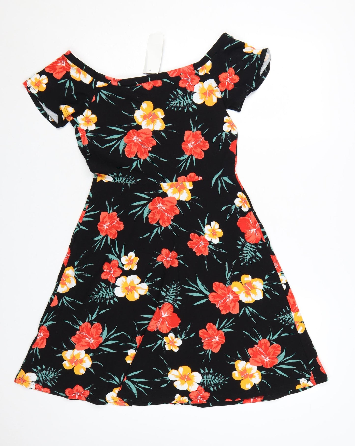 Dorothy Perkins Women's Multicoloured Floral Off Shoulder A-Line Dress Size 10