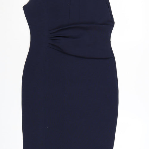 Next Women Blue Size 10 Sheath Ruched Knee Length Sleeveless Dress