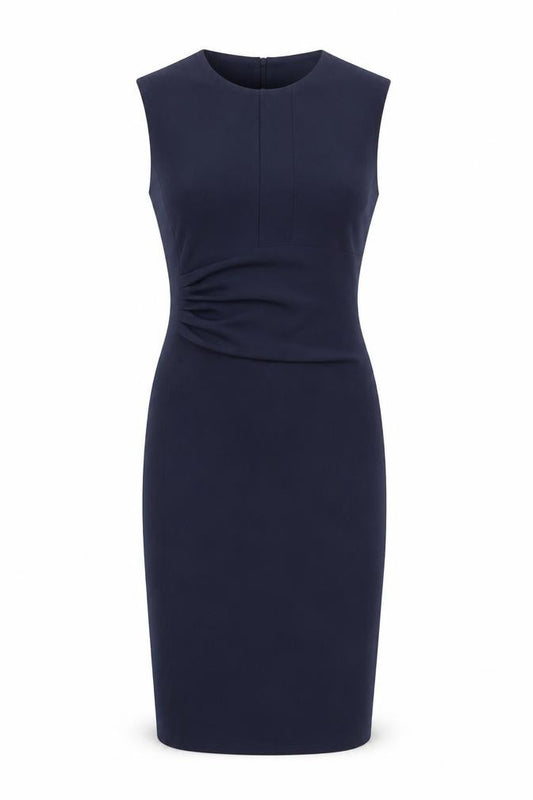 Front view of Next Women Blue, size 10, Sheath Ruched Knee Length Sleeveless Dress