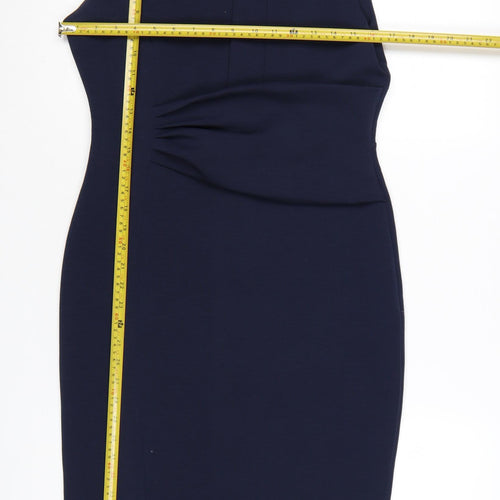 Next Women Blue Size 10 Sheath Ruched Knee Length Sleeveless Dress