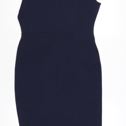 Next Women Blue Size 10 Sheath Ruched Knee Length Sleeveless Dress