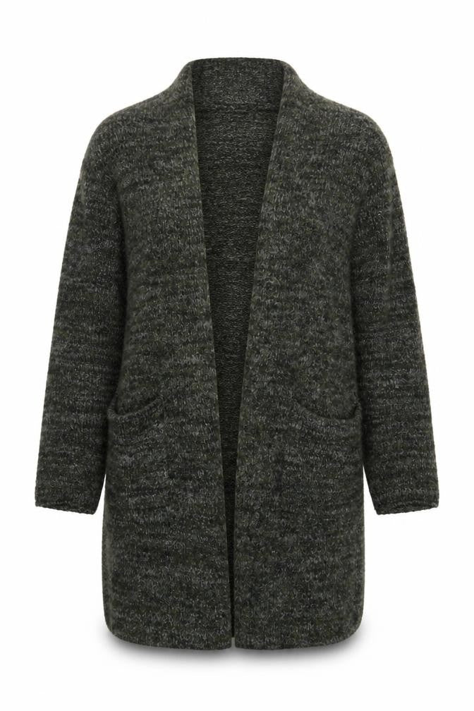 Zara Women Green Knit Open Long Sleeve Cardigan M