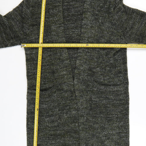 Zara Women Green Knit Open Long Sleeve Cardigan M