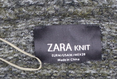 Zara Women Green Knit Open Long Sleeve Cardigan M