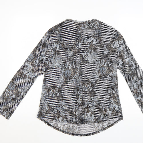 Simon Jeffrey Women's Grey Zip Front Long Sleeve Blouse Size 10