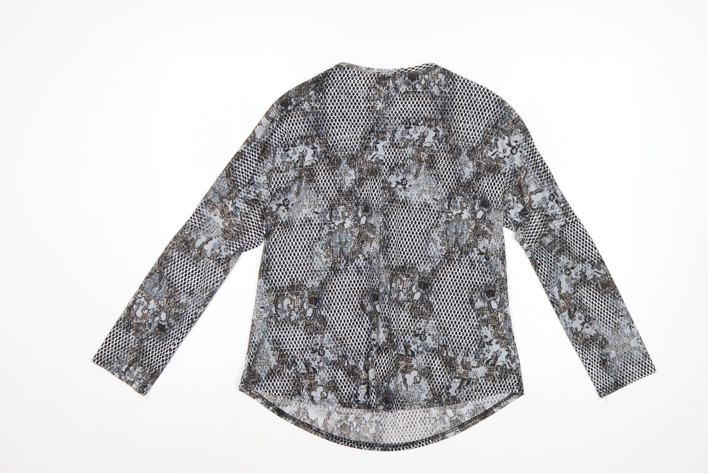 Simon Jeffrey Women's Grey Zip Front Long Sleeve Blouse Size 10