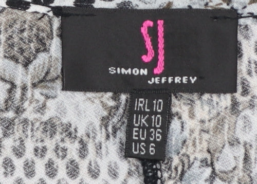 Simon Jeffrey Women's Grey Zip Front Long Sleeve Blouse Size 10