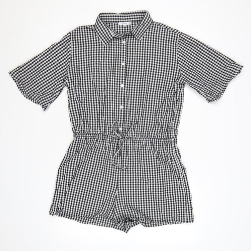 Esmée Women's Black Gingham Cotton Short Sleeve Playsuit UK 12