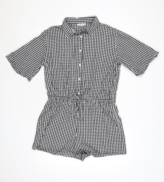 Esmée Women's Black Gingham Cotton Short Sleeve Playsuit UK 12