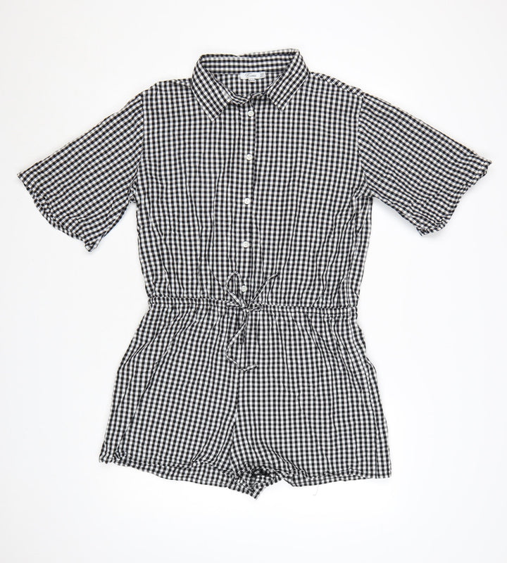 Esmée Women's Black Gingham Cotton Short Sleeve Playsuit UK 12