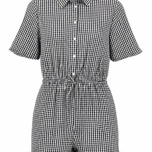 Esmée Women's Black Gingham Cotton Short Sleeve Playsuit UK 12