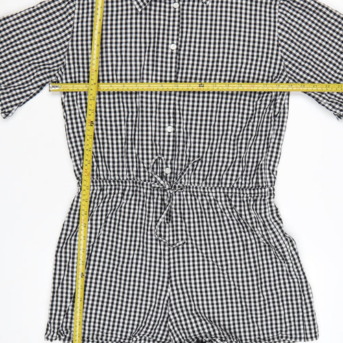 Esmée Women's Black Gingham Cotton Short Sleeve Playsuit UK 12
