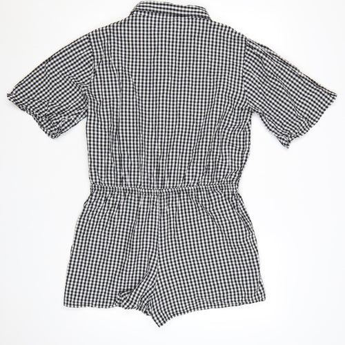 Esmée Women's Black Gingham Cotton Short Sleeve Playsuit UK 12
