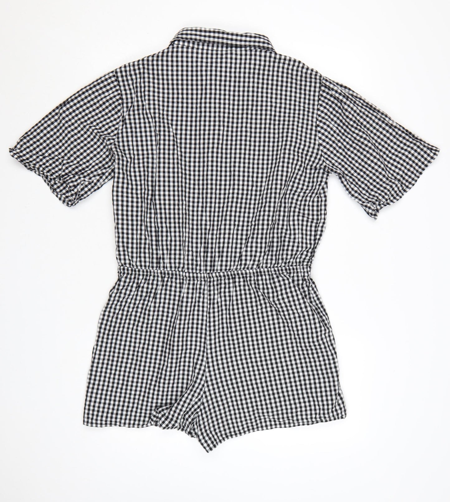 Esmée Women's Black Gingham Cotton Short Sleeve Playsuit UK 12