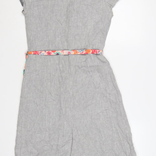Laura Ashley Women's Grey Linen Fit & Flare Knee Length Dress Size 10