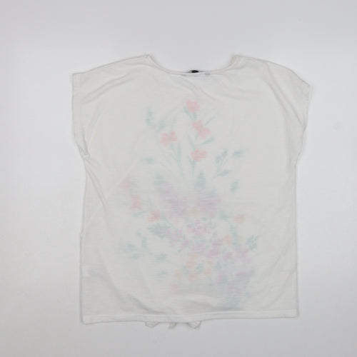 Bonmarché Women's White Floral Print Short Sleeve T-Shirt Size 12