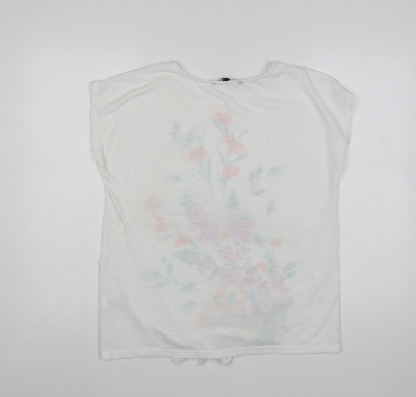 Bonmarché Women's White Floral Print Short Sleeve T-Shirt Size 12