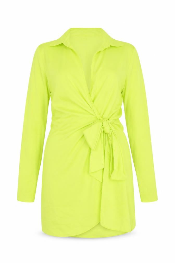 New Look Women’s Yellow Wrap Tie Short Dress Size 14