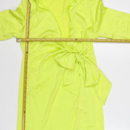 New Look Women’s Yellow Wrap Tie Short Dress Size 14