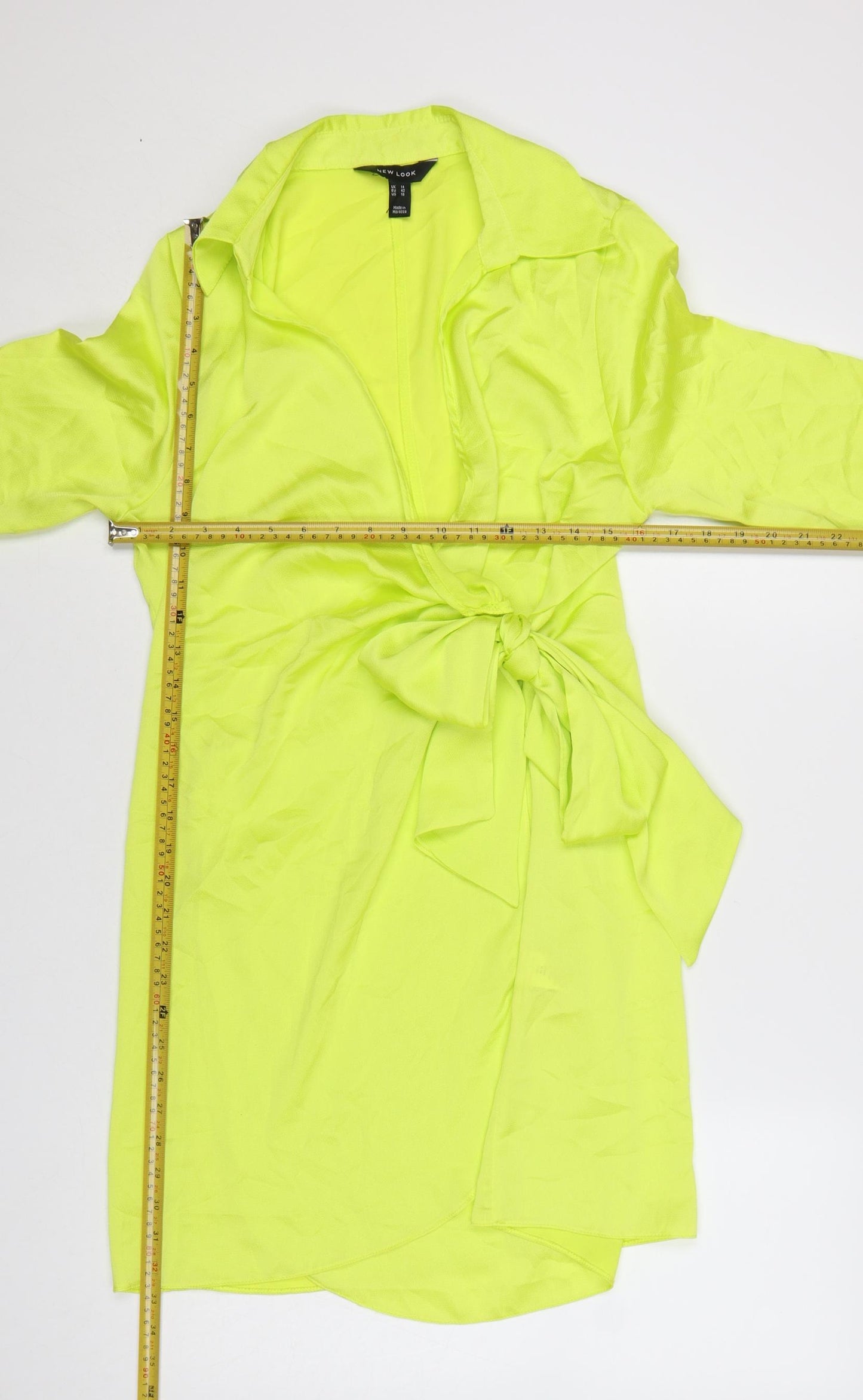 New Look Women’s Yellow Wrap Tie Short Dress Size 14