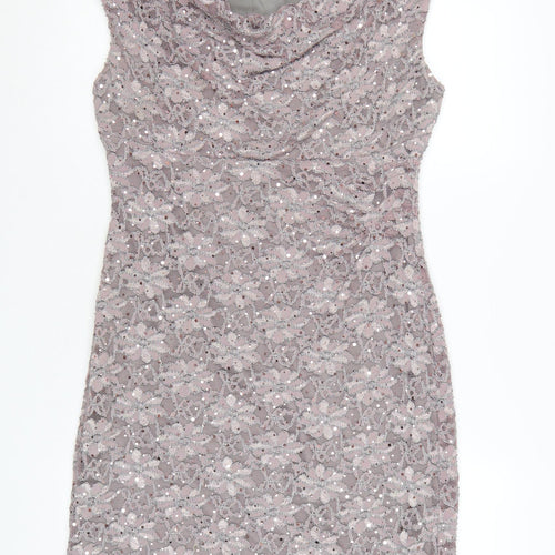 Connected Apparel Women's Pink Sequin Lace Sheath Dress Size 12