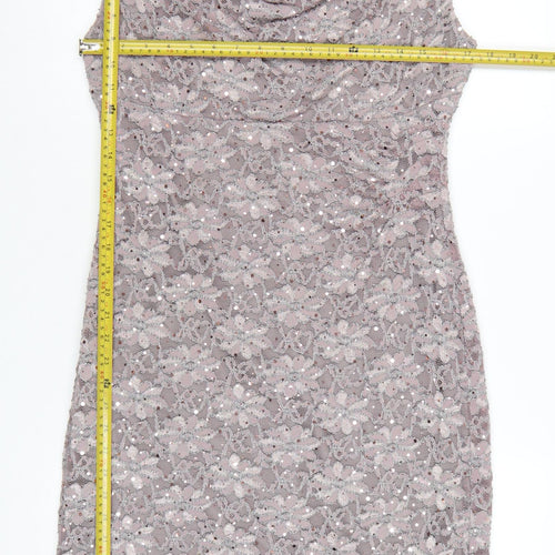 Connected Apparel Women's Pink Sequin Lace Sheath Dress Size 12