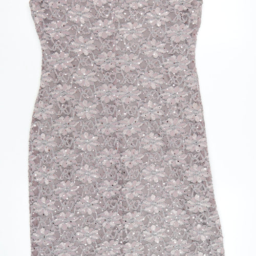 Connected Apparel Women's Pink Sequin Lace Sheath Dress Size 12