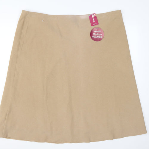 Bonmarché Women's Beige A-Line Knee Length Skirt Size 24