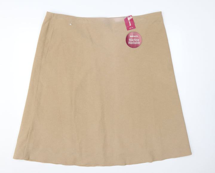 Bonmarché Women's Beige A-Line Knee Length Skirt Size 24