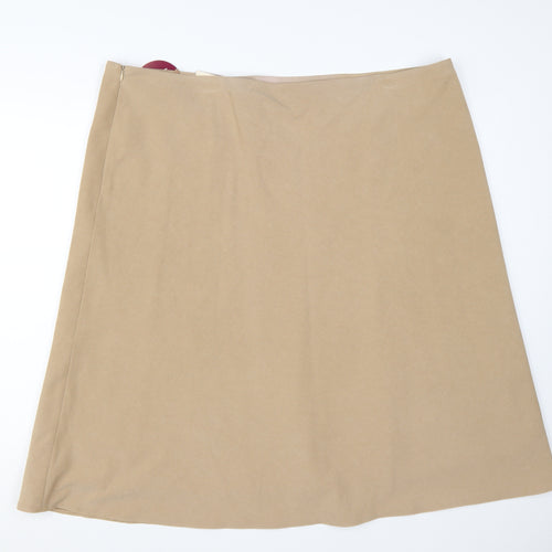 Bonmarché Women's Beige A-Line Knee Length Skirt Size 24