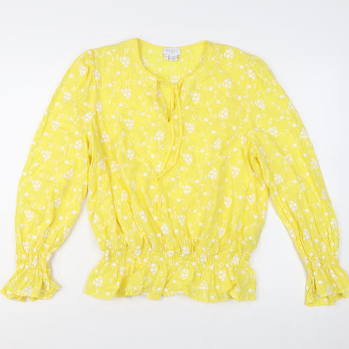 Ghost Women’s Yellow Floral Embroidered Cotton Tunic Blouse XL