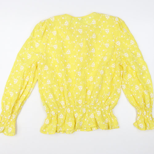 Ghost Women’s Yellow Floral Embroidered Cotton Tunic Blouse XL