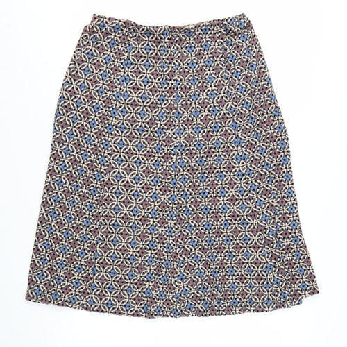 Marks and Spencer Women's Multicoloured Geometric Midi A-Line Skirt Size 12