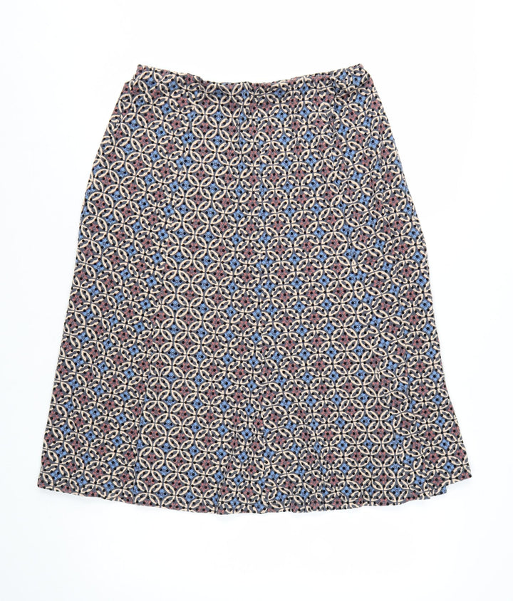 Marks and Spencer Women's Multicoloured Geometric Midi A-Line Skirt Size 12