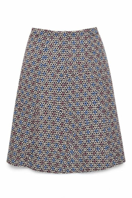 Front view of Marks & Spencer Women's Multicoloured Geometric Midi A-Line Skirt, size 12
