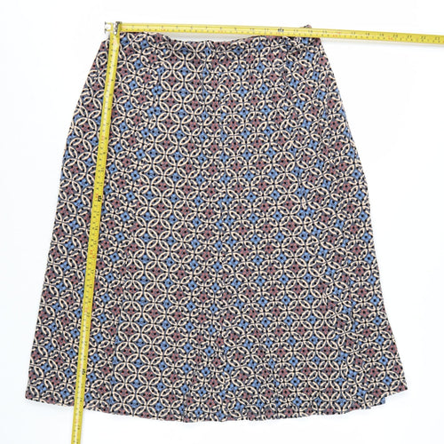 Marks and Spencer Women's Multicoloured Geometric Midi A-Line Skirt Size 12
