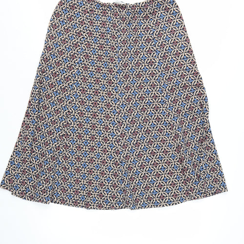 Marks and Spencer Women's Multicoloured Geometric Midi A-Line Skirt Size 12