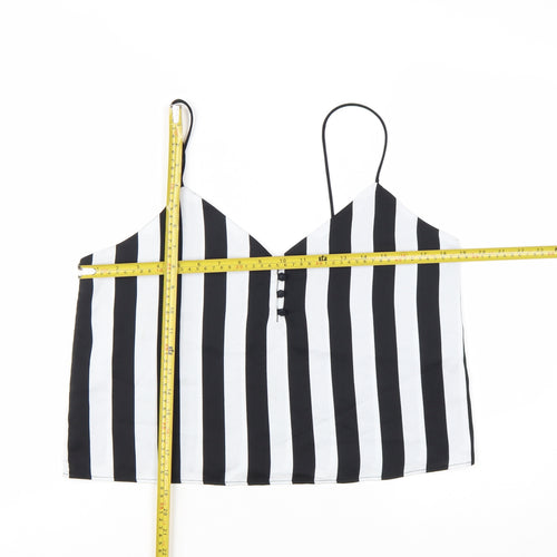 Bershka Women's Black Striped V-Neck Camisole Top Size L