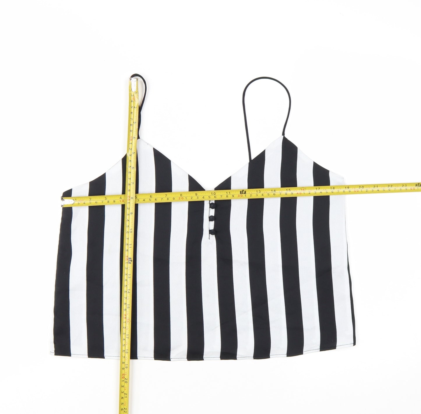 Bershka Women's Black Striped V-Neck Camisole Top Size L