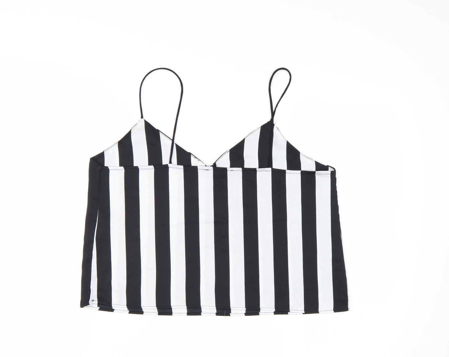 Bershka Women's Black Striped V-Neck Camisole Top Size L