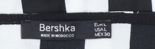 Bershka Women's Black Striped V-Neck Camisole Top Size L