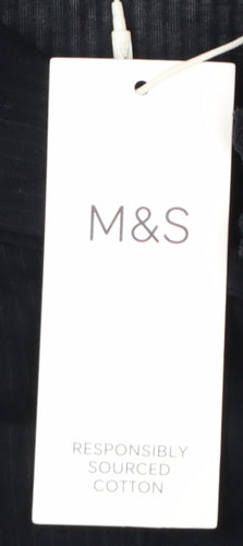 Marks and Spencer Women Black Long Sleeve Ruffle Cotton Blouse Size 16