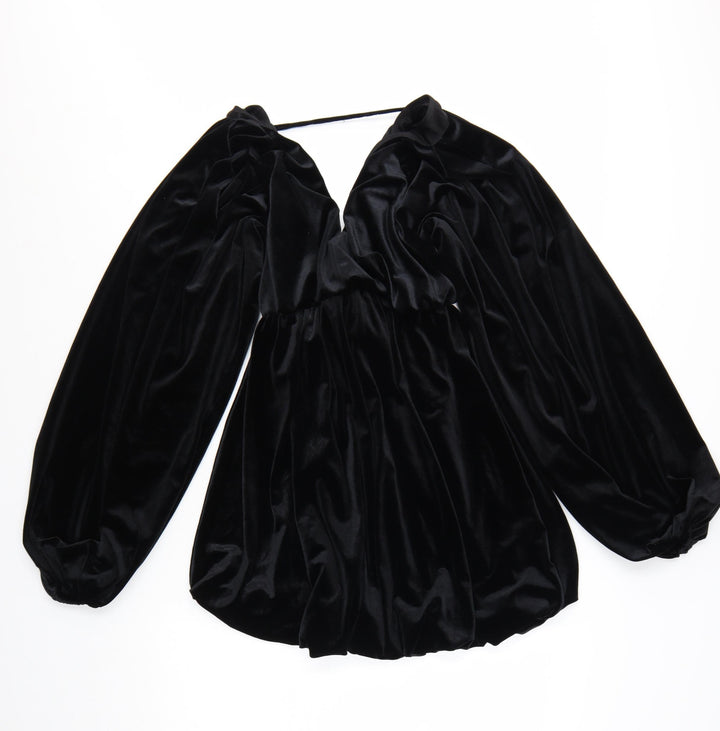 ASOS DESIGN Women’s Black Velvet Mini Dress Size 8 Long Sleeve Partywear