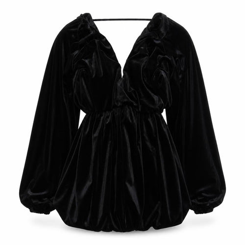 ASOS DESIGN Women’s Black Velvet Mini Dress Size 8 Long Sleeve Partywear
