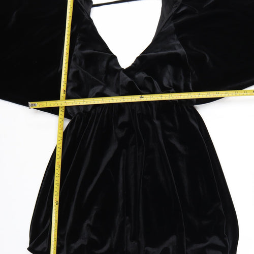 ASOS DESIGN Women’s Black Velvet Mini Dress Size 8 Long Sleeve Partywear