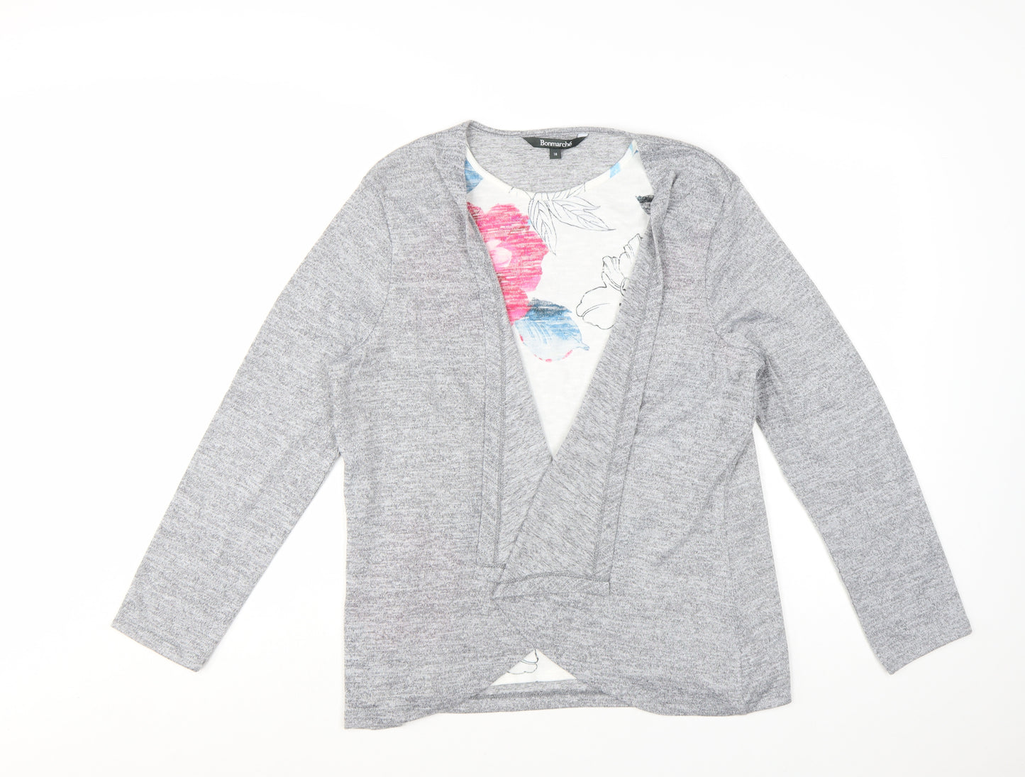 Bonmarché Women’s Grey Long Sleeve Open Cardigan Size 18