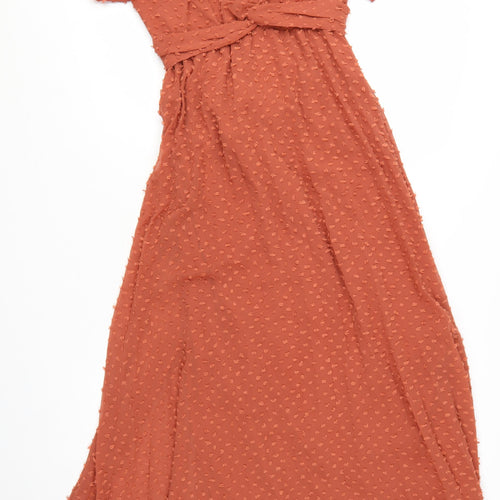 ASOS DESIGN Women’s Brown Midi Wrap Dress Size 10 Flutter Sleeves