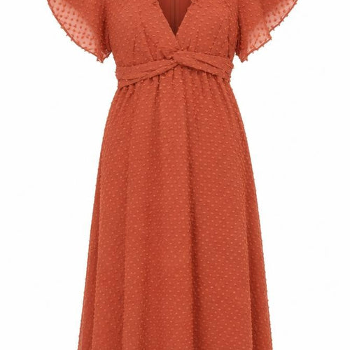 ASOS DESIGN Women’s Brown Midi Wrap Dress Size 10 Flutter Sleeves